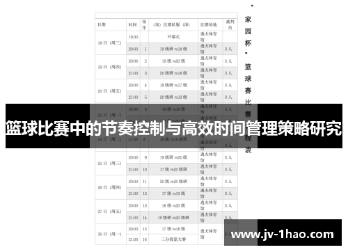 篮球比赛中的节奏控制与高效时间管理策略研究